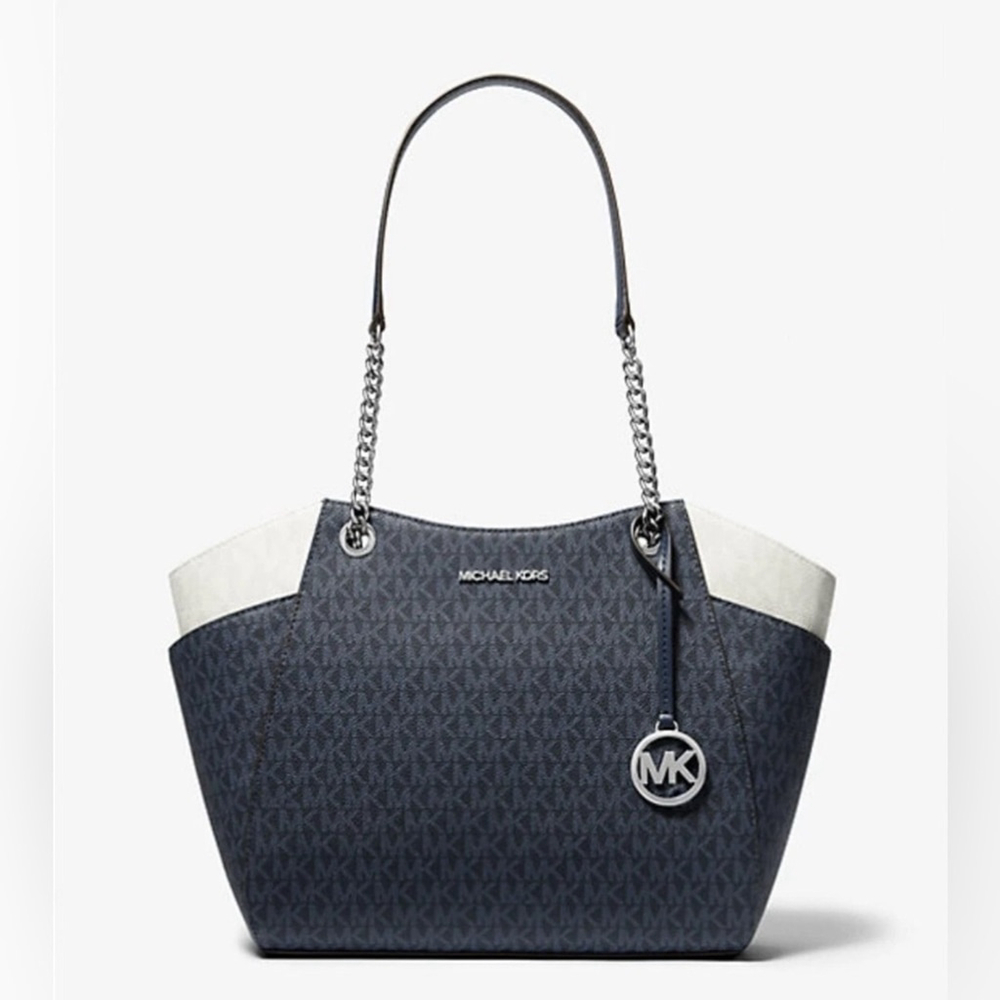 Michael Kors Jet Set Large Two Tone Signature Logo Shoulder Bag